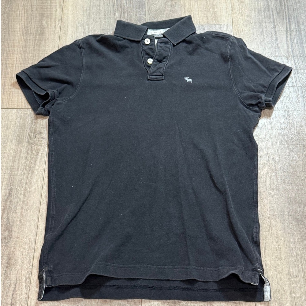 Vintage Y2K Abercrombie & Fitch Mens L Moose Muscle Fit Polo Shirt Black